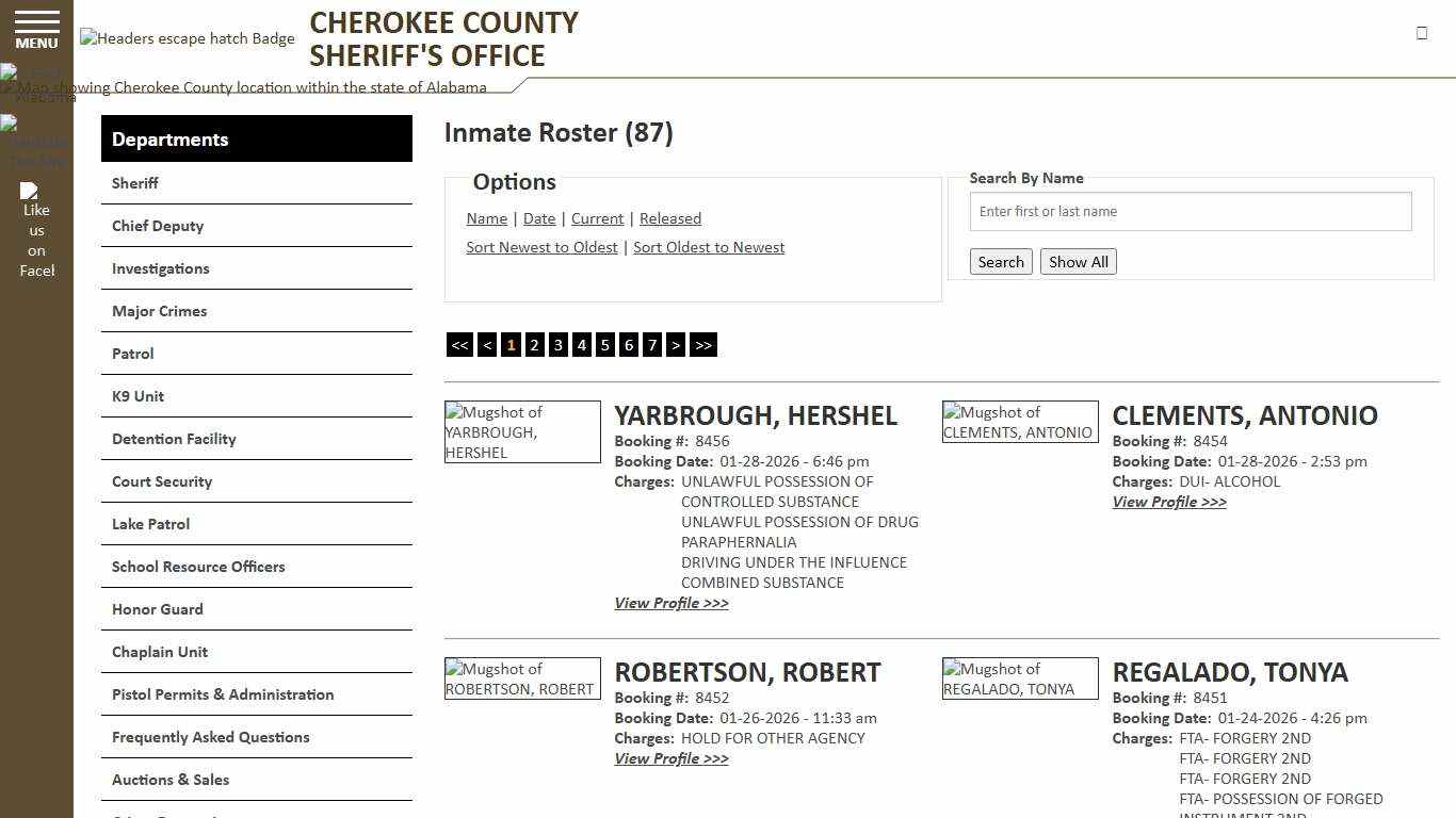 Inmate Roster - Current Inmates Booking Date Descending - Cherokee County Sheriff AL